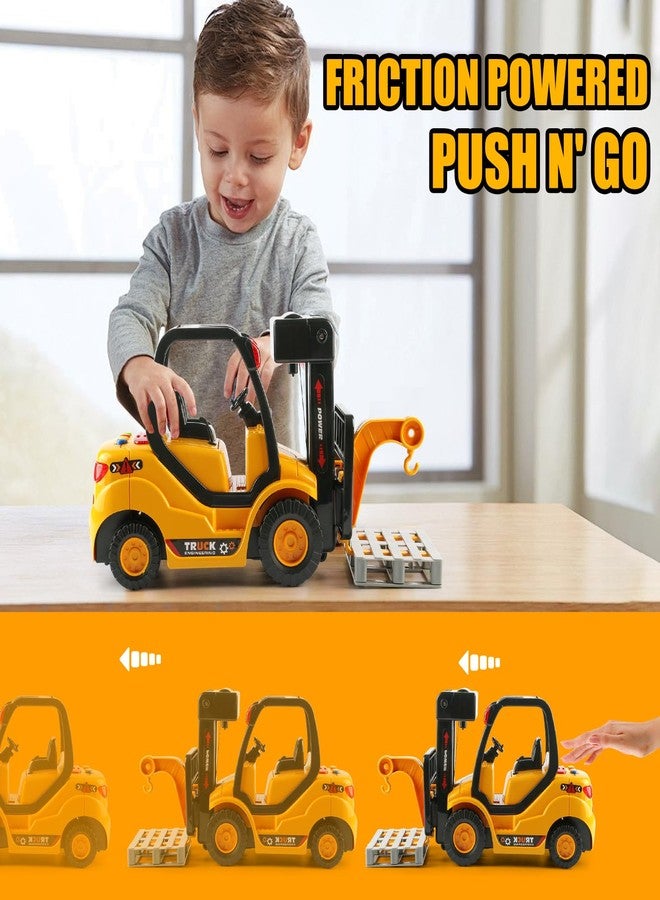 Cdymkf Toy Forklift Truck with Pallet, 1/16 Scale Fork Truck with Lights & Sound,11.8"(30cm), Friction Powered, Ages 3+ - Image 4